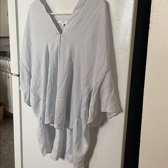 Vince Medium Silk‎ Light Gray/Light Blue Women's Blouse - Picture 4 of 6